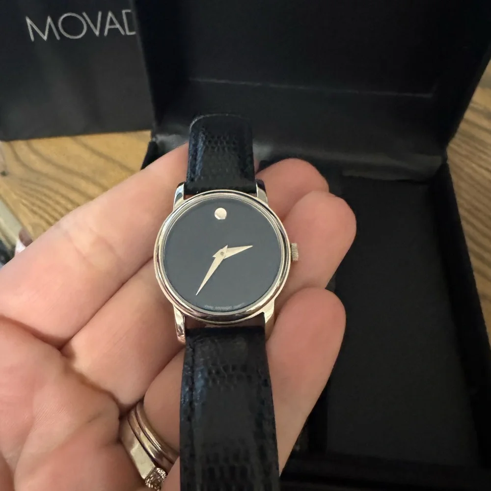Movado Black Leather Women's Watch - Picture 2 of 3